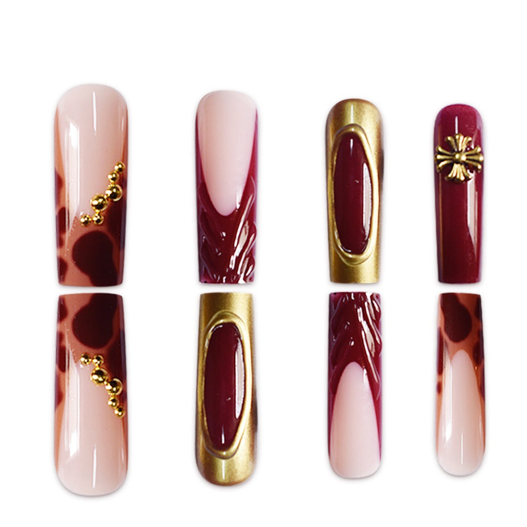 Artistic Long Press-On Nails with Elegant Accents Kalsten