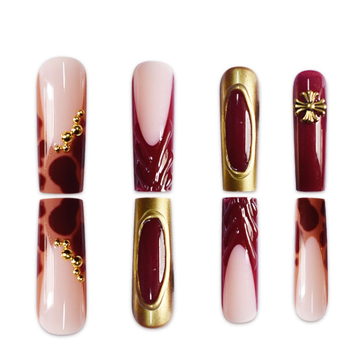 Artistic Long Press-On Nails with Elegant Accents Kalsten