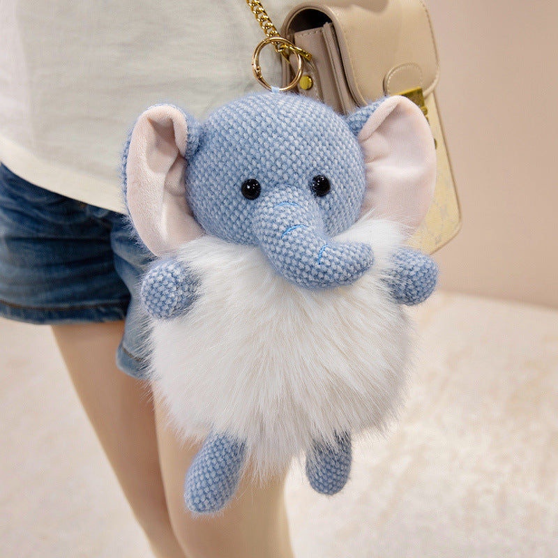 Plush Fluffy Monkey Bag Charm Keychain with Faux-Fur Body and Gold Ring Kalsten