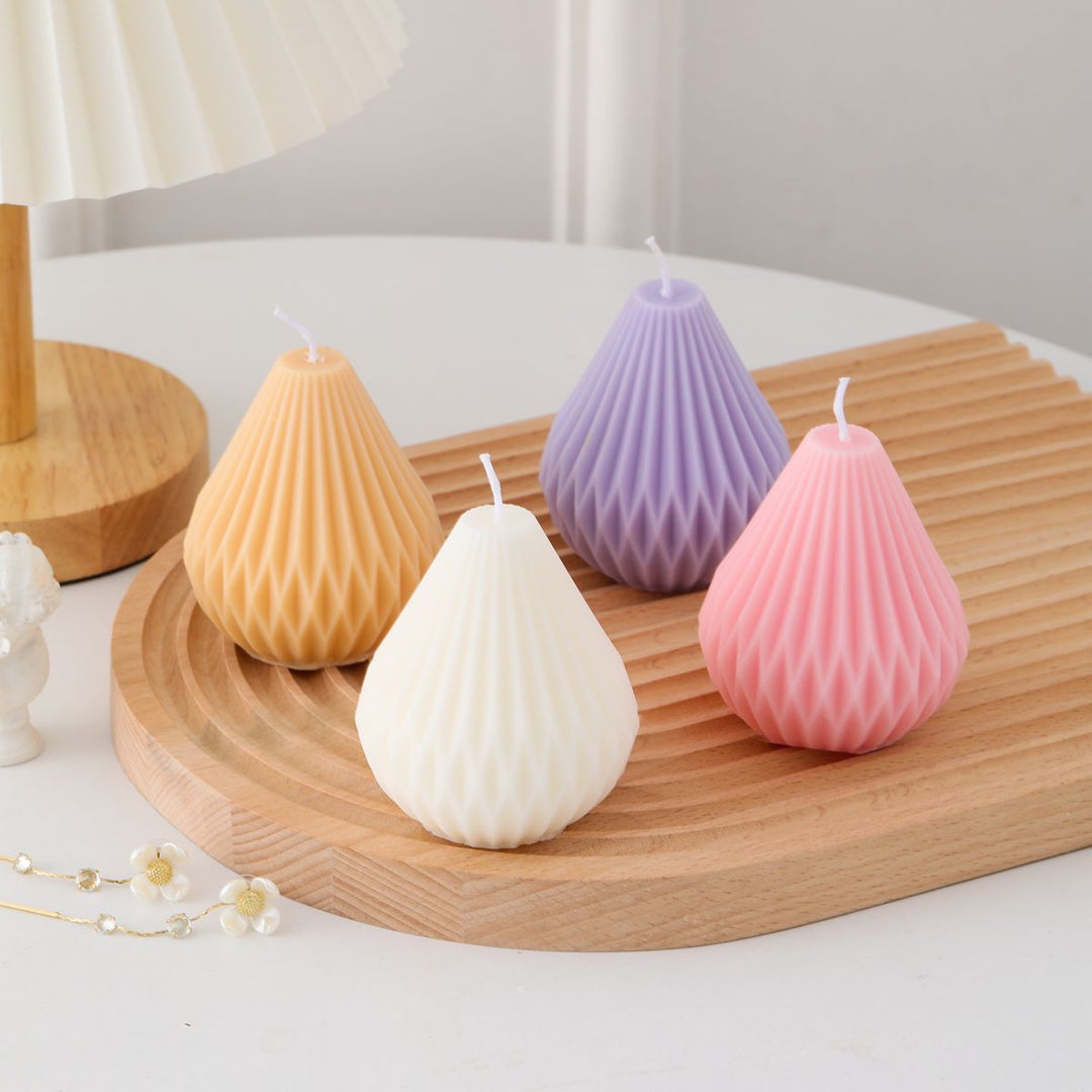 Sculptural Faceted Pear-Shaped Decorative Pillar Candle