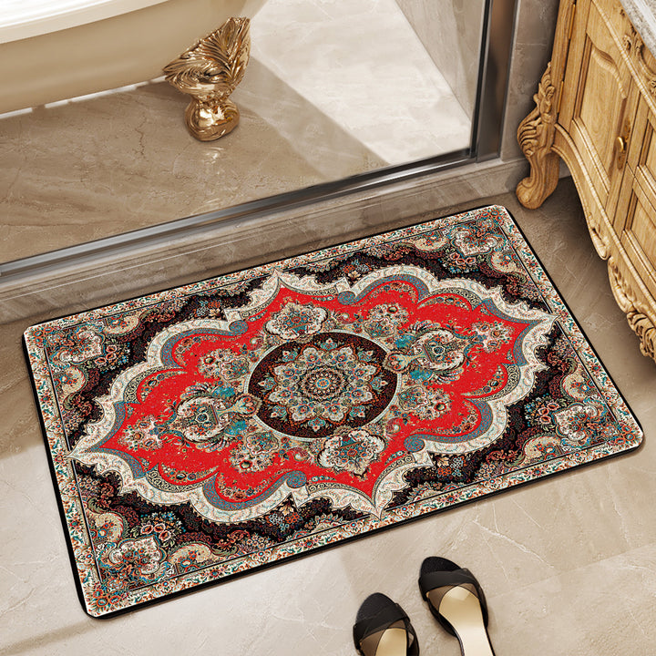 Elegant Floral Pattern Bath Mat Kalsten