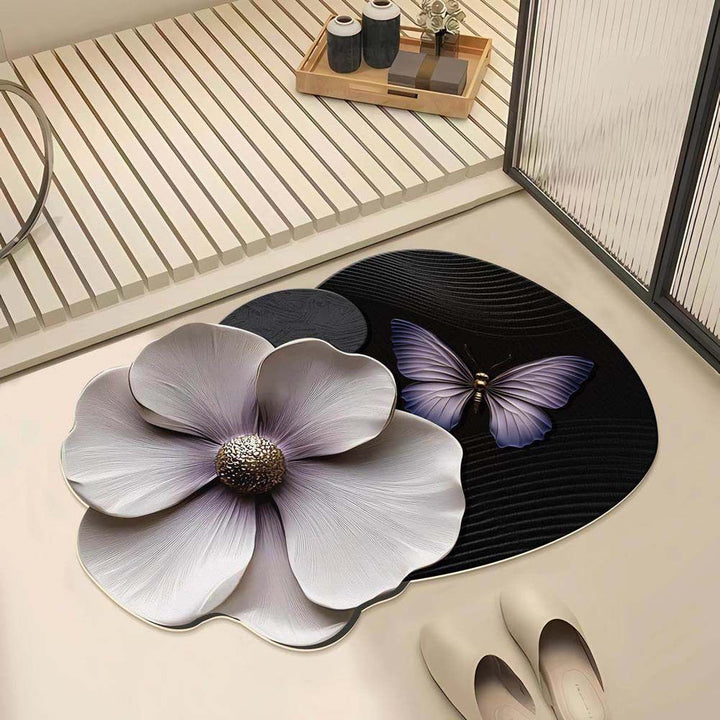 Artistic Floral Pattern Bath Mat Kalsten