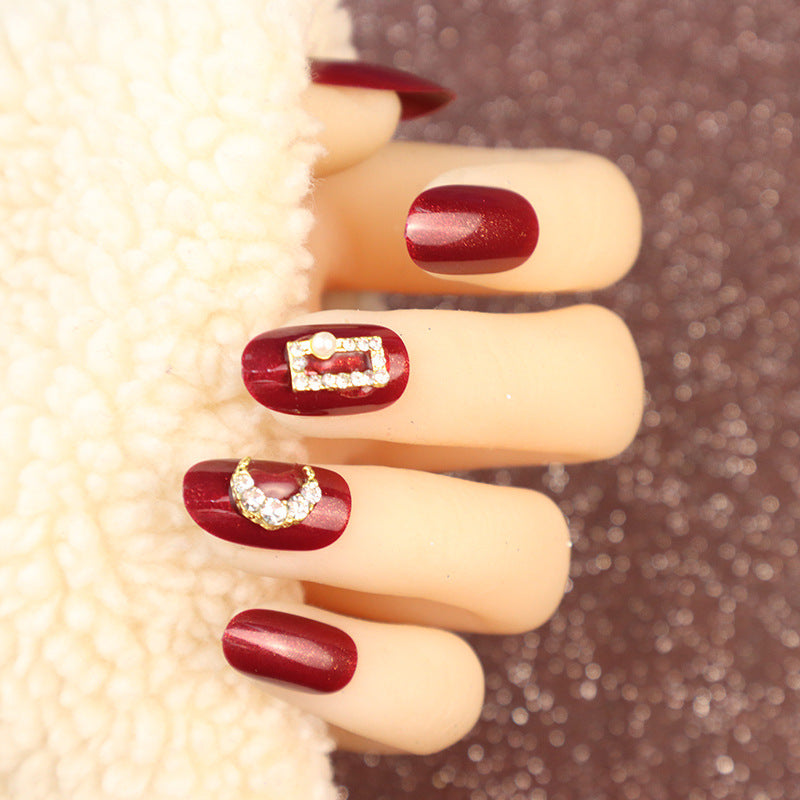 Elegant Rhinestone-Embellished Press-On Nail Set