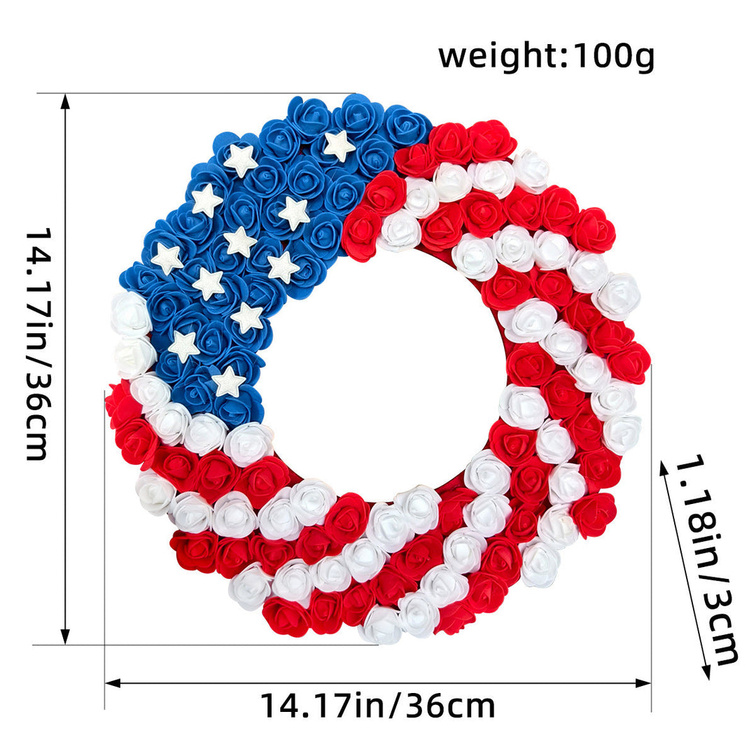 Unisex nan patriotic pom pom front door wreath with star embellishments Kalsten