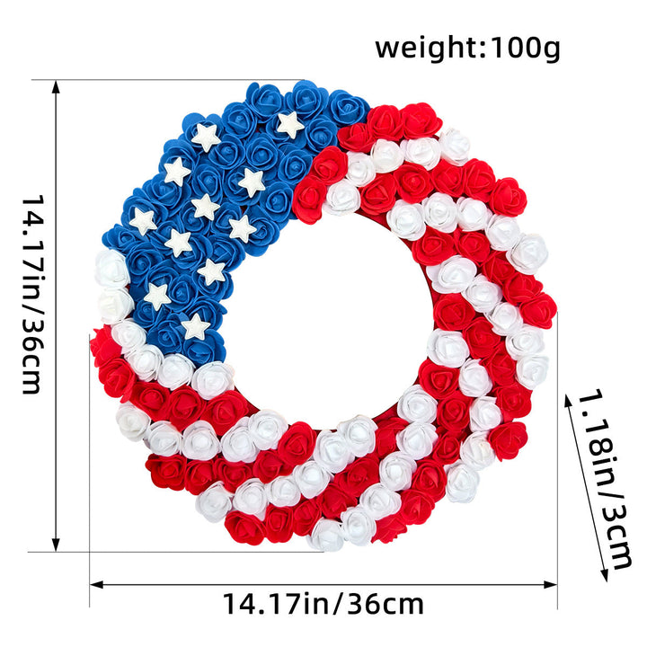 Unisex nan patriotic pom pom front door wreath with star embellishments Kalsten