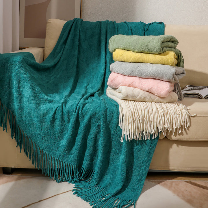 Premium Textured Knit Throw Blanket Kalsten