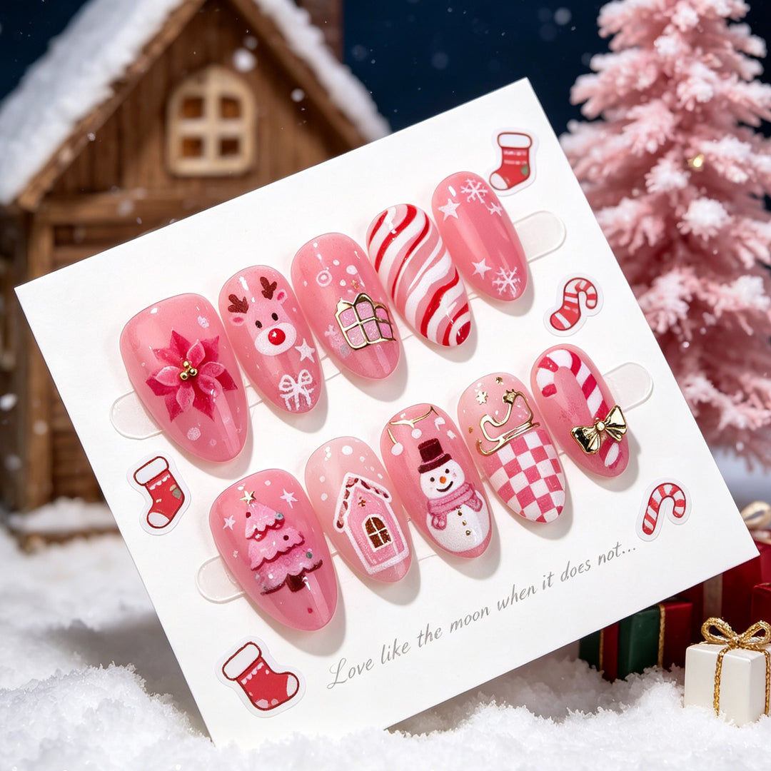 Festive Holiday-Themed Press-On Nail Art Set Kalsten 1790636461