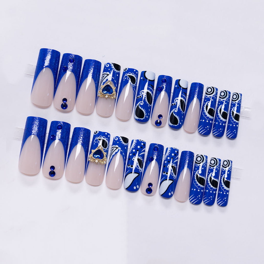 Decorative Press-On Nail Art with Unique Patterns