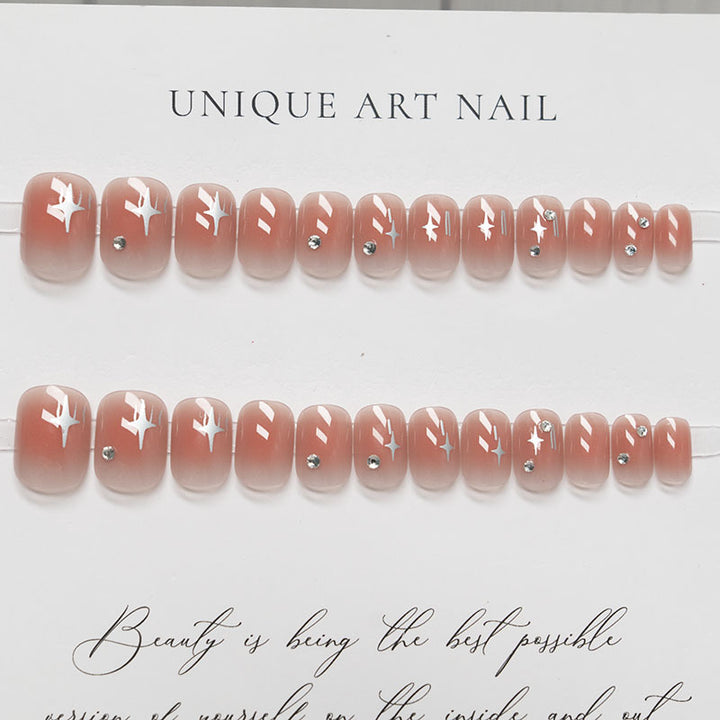 Elegant Crystal-Embellished Press-On Nail Art
