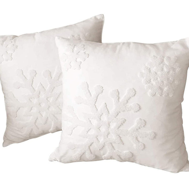 Snowflake Chenille Tufted Square Throw Pillow Covers Set