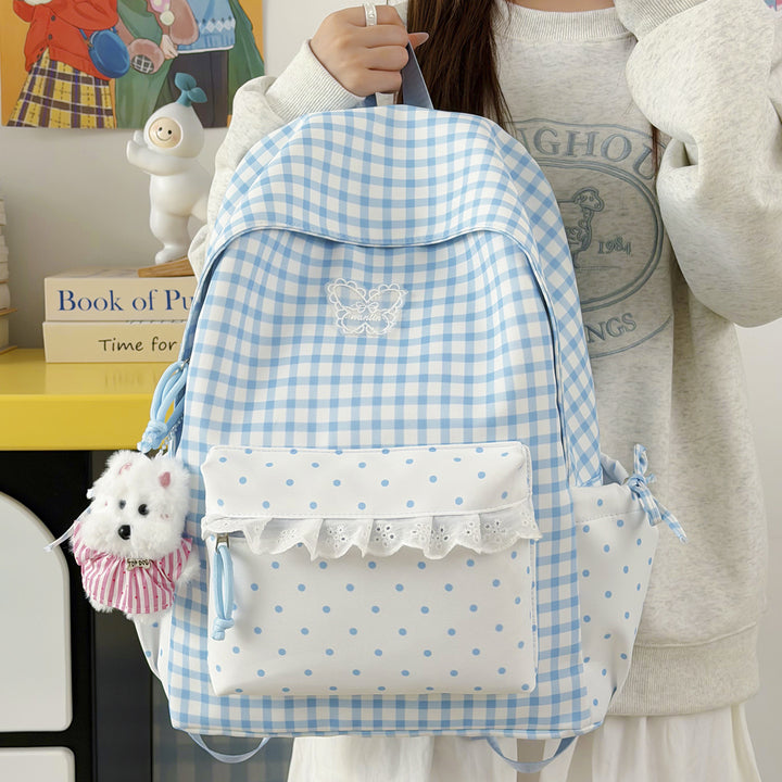 Fun Gingham Patterned Backpack Kalsten