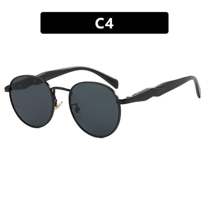 Women's round sunglasses with elegant, golden frame and UV protection Kalsten