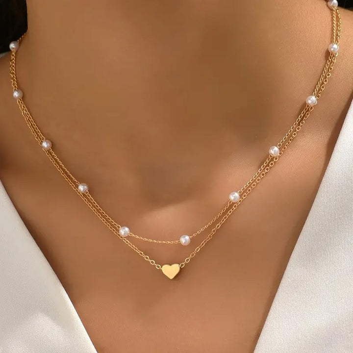 Double Layered Elegant Pearl Necklace Kalsten