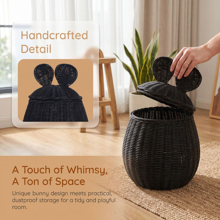 Playful storage basket with lid and ear design Kalsten