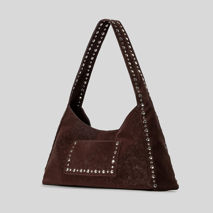 Studded Suede Hobo Bag