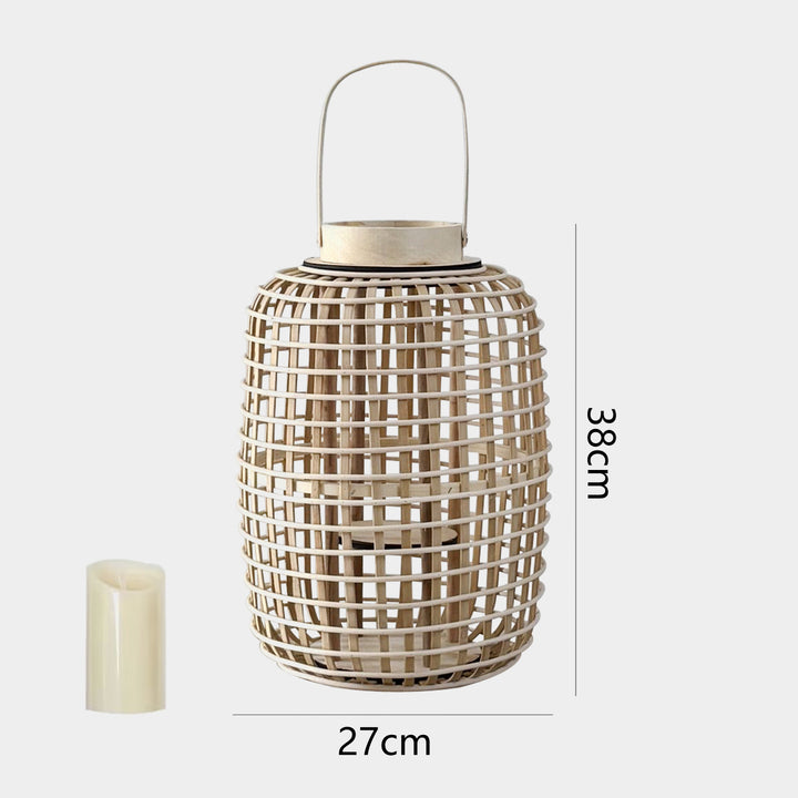 Rustic lantern made of woven material Kalsten