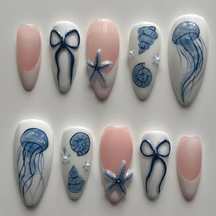 Artistic Ocean-Inspired Nail Art Set Kalsten