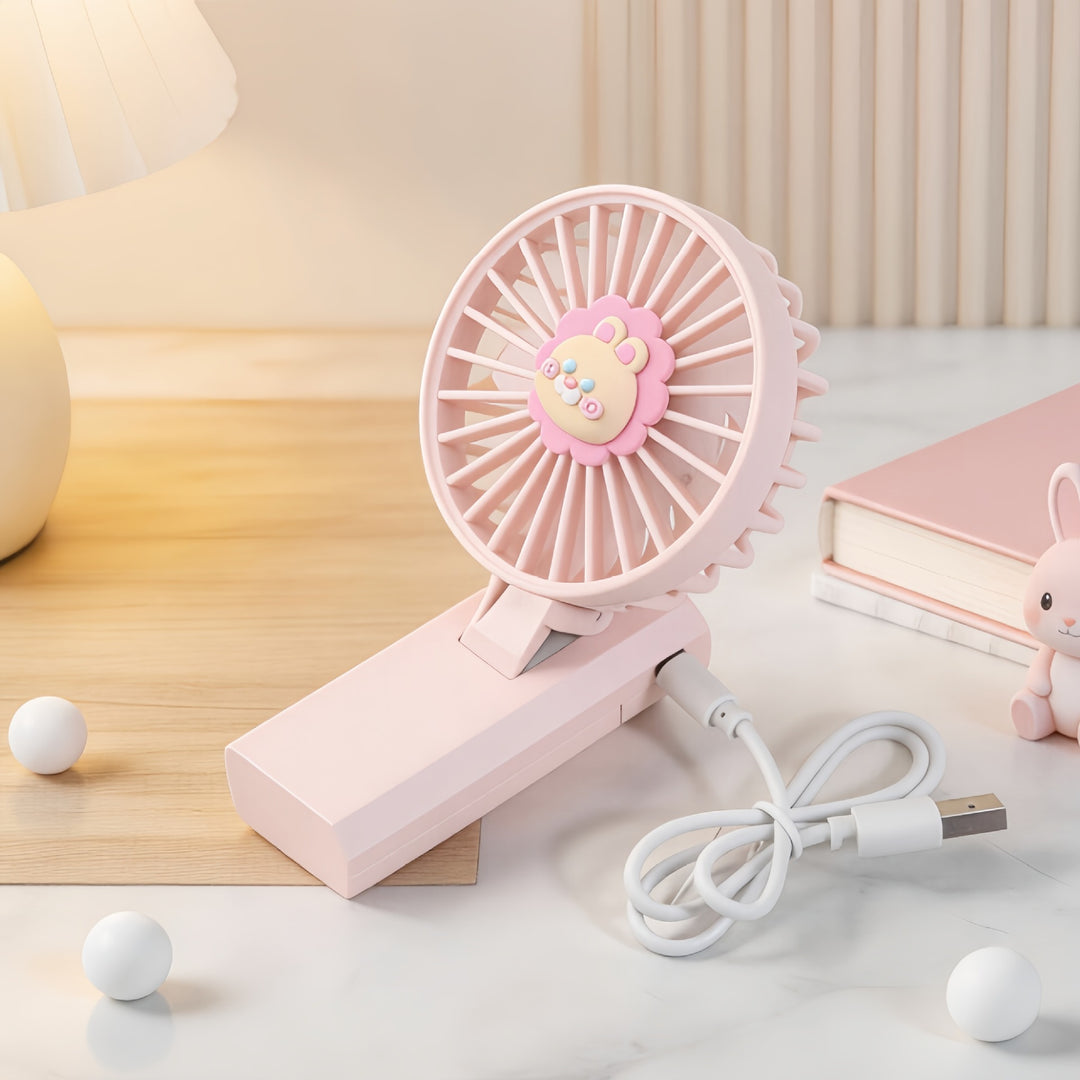 Women's Portable Hand Fan with Cute Lion Patterns Kalsten