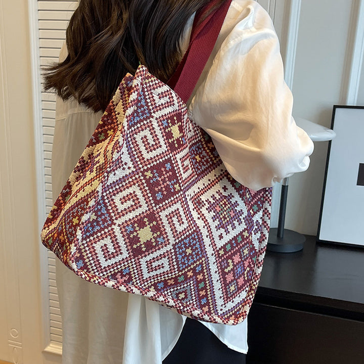 Handcrafted Geometric Patterned Tote Bag
