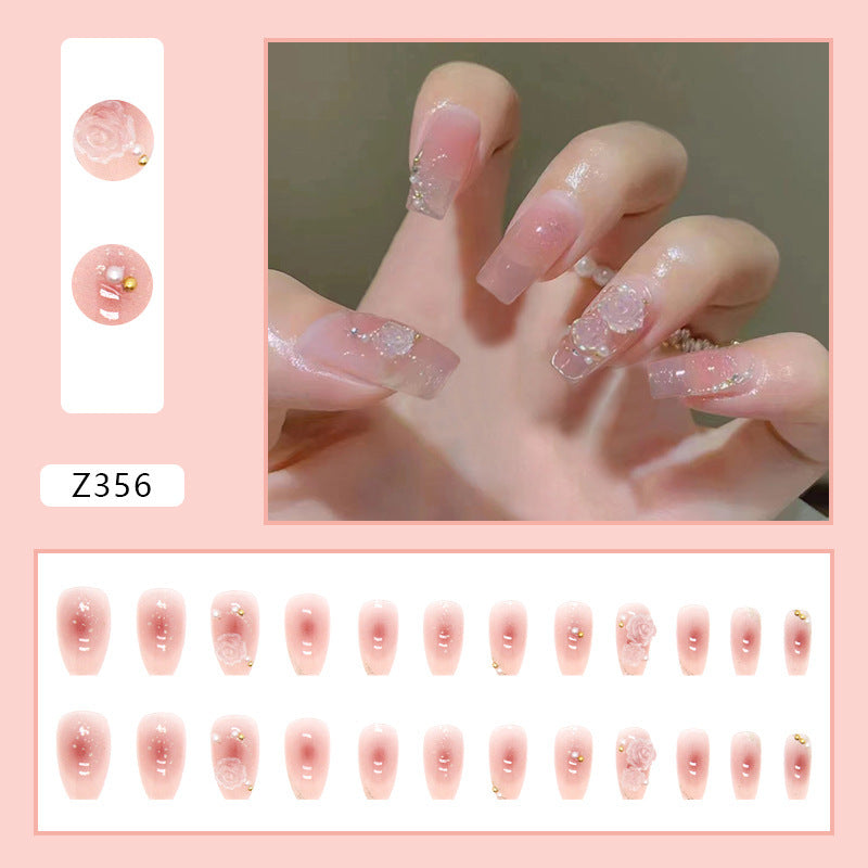 Decorative Floral-Embellished Press-On Nail Set