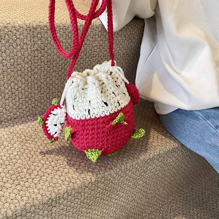 Crochet Strawberry-Themed Mini Backpack