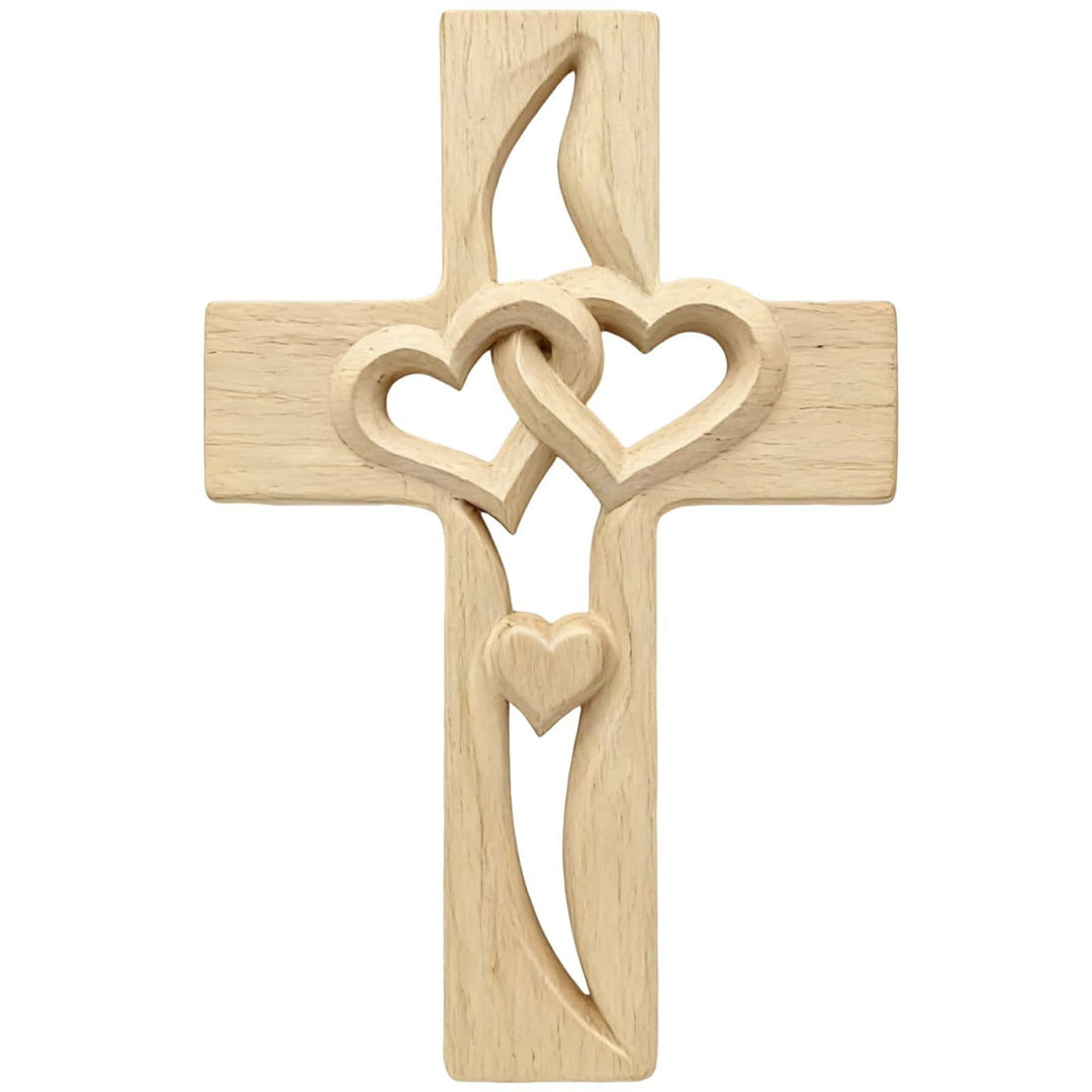 Wooden Heart-Embellished Cross Decoration Kalsten