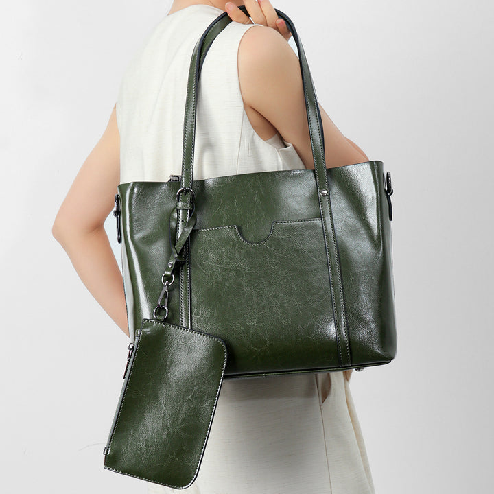 Structured Leather-Effect Tote Bag with Detachable Pouch