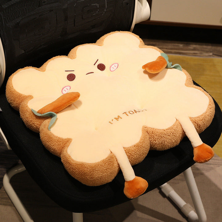 Plush seat cushion in cat shape with extra soft padding and seat cover