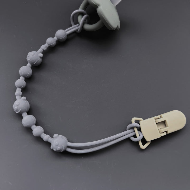Silicone Beaded Pacifier Clip with Safety Lock