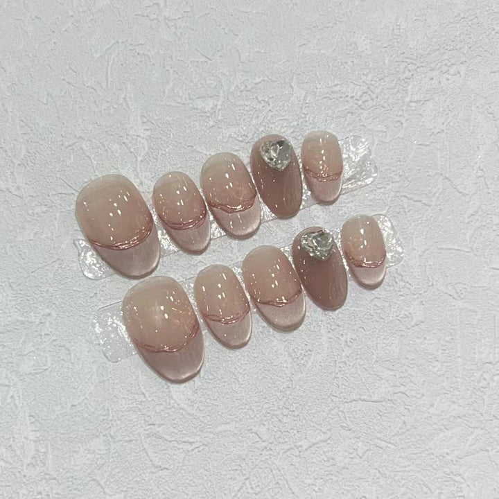 Elegant Press-On Nail Set with Jewel Accents Kalsten