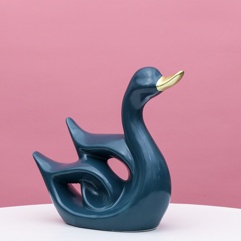 Artistic Swan-Shaped Ceramic Decor Kalsten