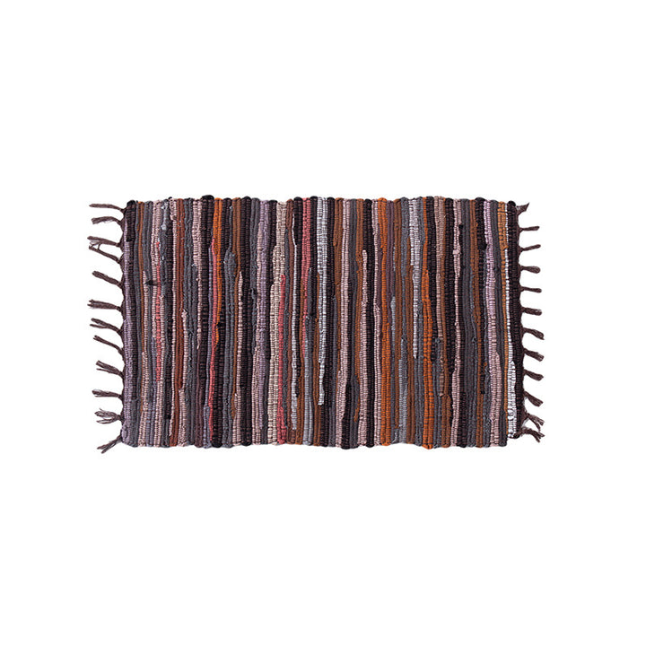 Handwoven cotton rug runner with fringes