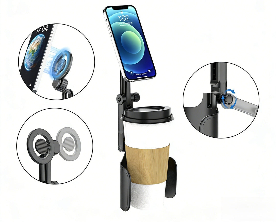 Adjustable car headrest tablet and smartphone holder with telescopic support arm and anti slip cradle Kalsten