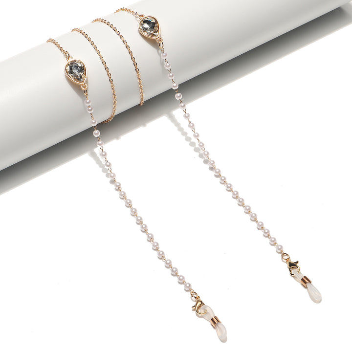 Elegant Pearl and Crystal Eyewear Chain Kalsten