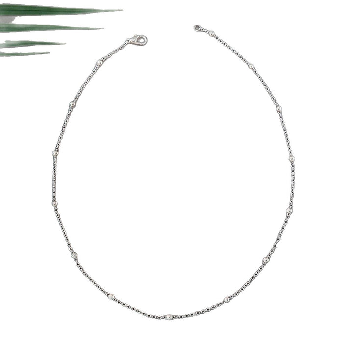 Delicate Silver Beaded Chain Necklace Kalsten