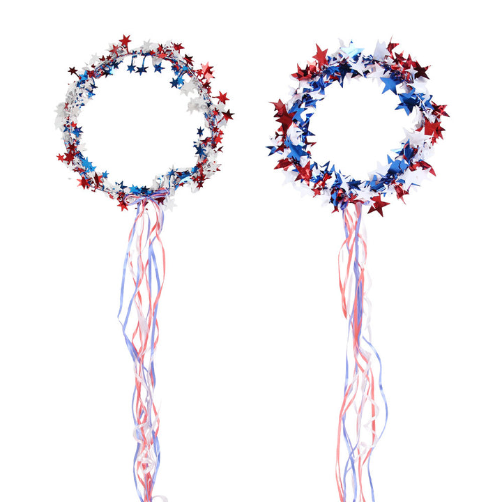 Unisex nan hanging star wreath with long satin ribbons and light wire core Kalsten