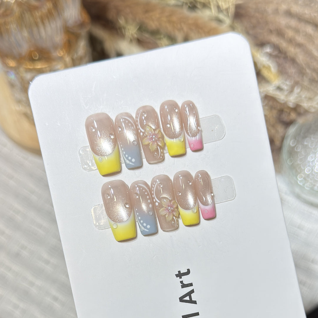 Artistic Floral Design Press-On Nail Set Kalsten
