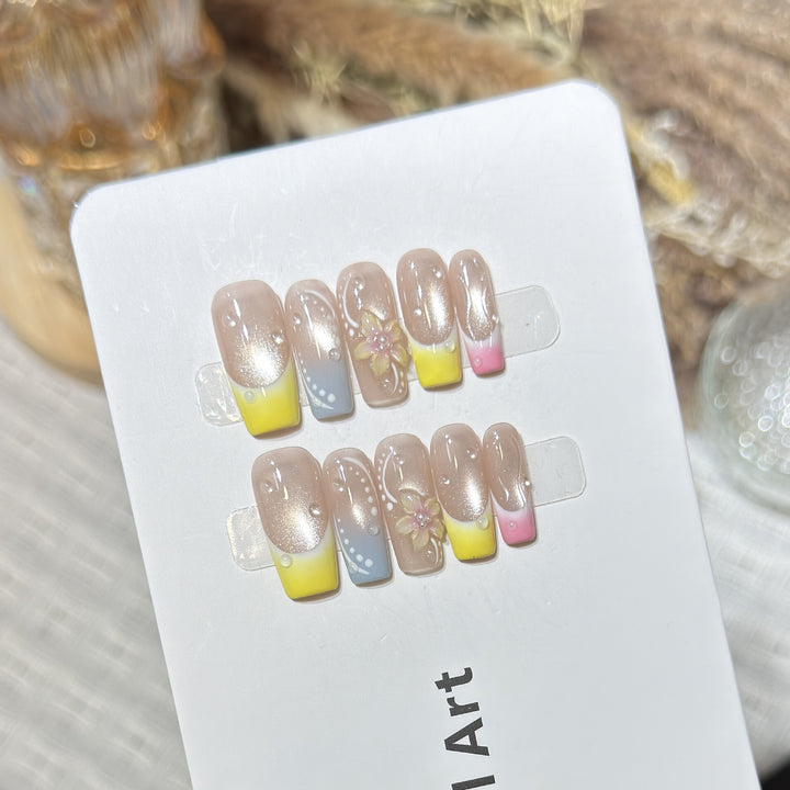 Artistic Floral Design Press-On Nail Set Kalsten