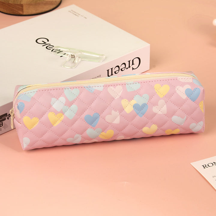 Quilted Heart Pattern Pencil Case Kalsten