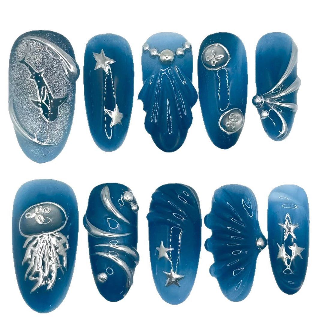 Artistic Ocean-Inspired Nail Art Set Kalsten