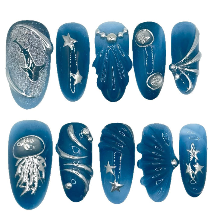Artistic Ocean-Inspired Nail Art Set Kalsten