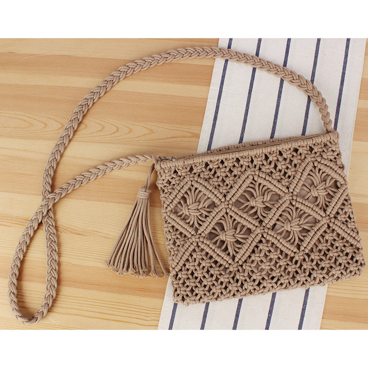 Handcrafted Macrame Shoulder Bag with Tassels Kalsten