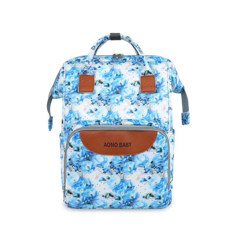Creative Floral Print Multi-Pocket Diaper Backpack Kalsten
