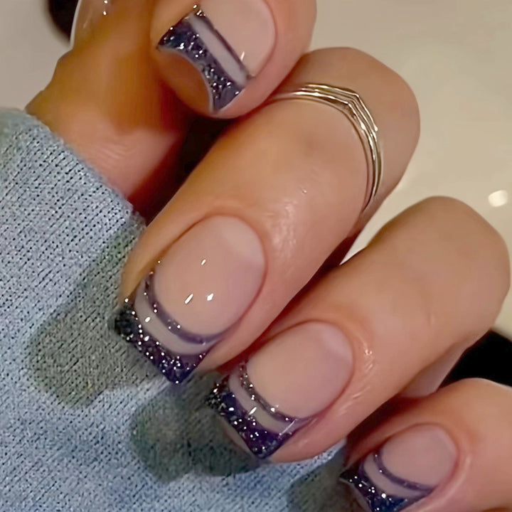 Stylish Glittery French Tip Nail Enhancements Kalsten