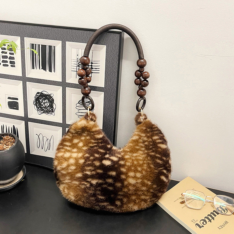 Plush Textured Handheld Handbag