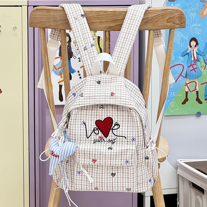 Embroidered Heart-Themed Casual Backpack Kalsten