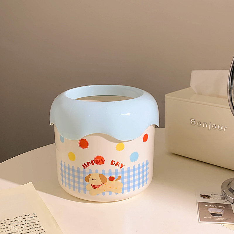 Decorative trash can with playful dog design Kalsten