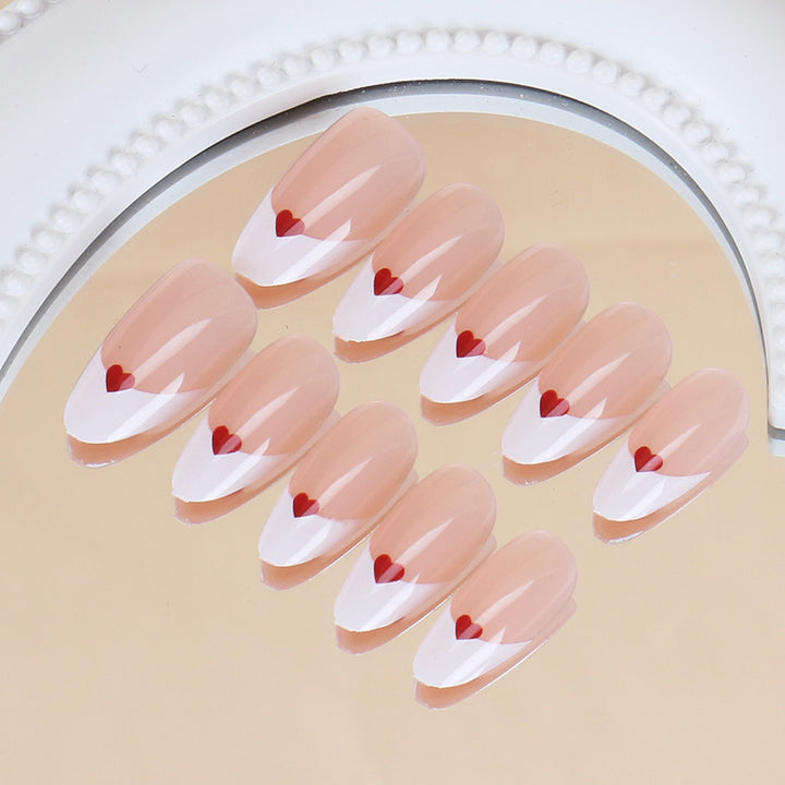 Heart-Embellished Press-On Nail Set Kalsten