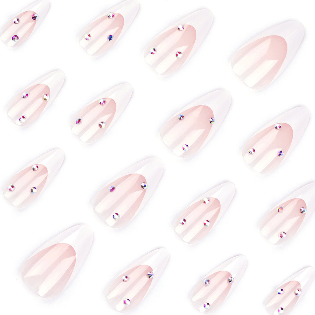 Nail kit with elegant French tips and sparkling accents Kalsten