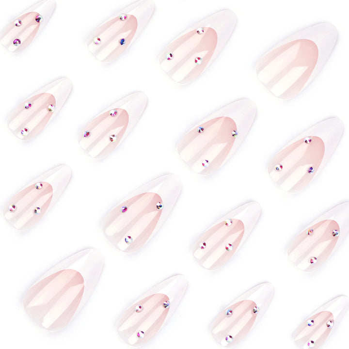 Nail kit with elegant French tips and sparkling accents Kalsten
